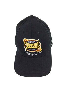 Super Bowl XXXVIII 2004 Houston NFL Reebok Black Flexfit Hat Cap